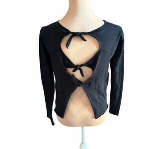 White Fawn Black Long Sleeve Women’s Top – Size S